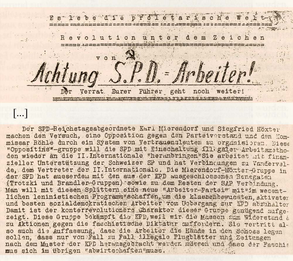 Auszug aus dem „R. G. O. Scheinwerfer. Organ der Belegschaft der Verkehrsbetriebe Wiesbaden“, 2. Jg., Nr. 31, Mai 1933